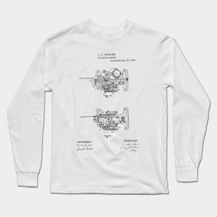 Eyeleting Machine Vintage Patent Hand Drawing Long Sleeve T-Shirt